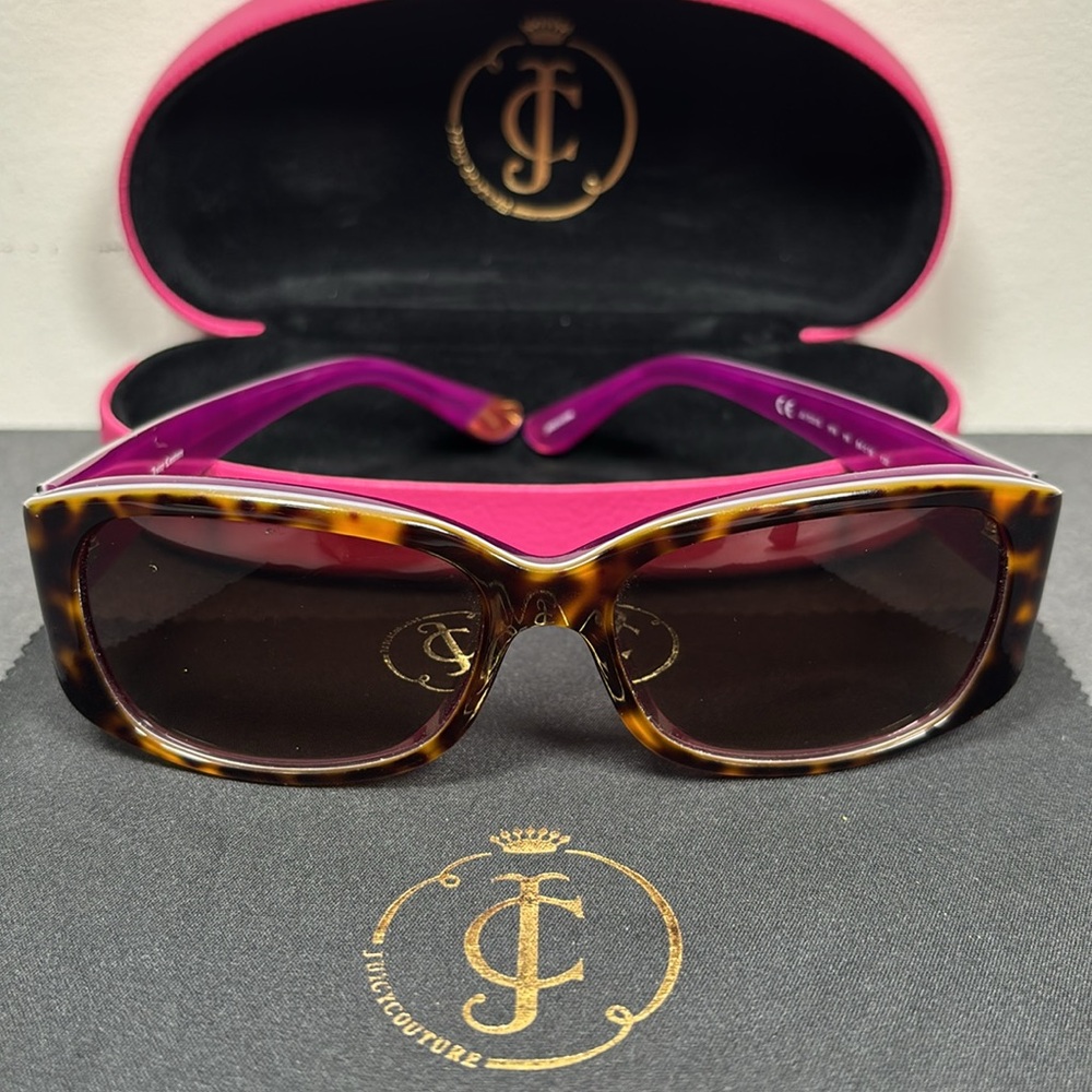 Juicy Couture Sunglasses Brown w/ Purple Interior Original Case & Cloth